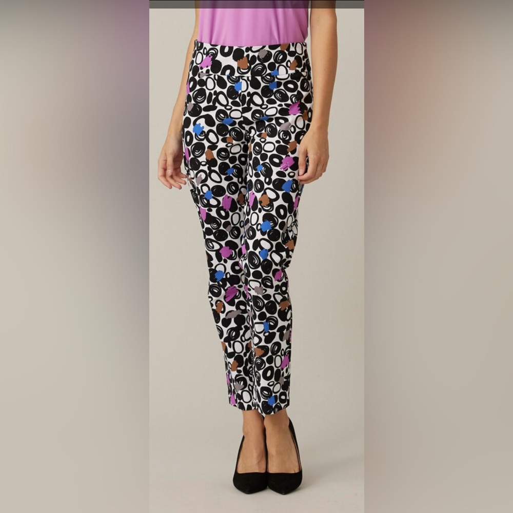 Joseph Ribkoff Modern Eclectic Pop Art Multi-color Pants Size 10
